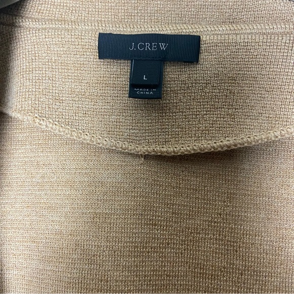 J. Crew Sophie 100% Merino Wool Open Front Sweater Cardigan Blazer Tan Large - Picture 5 of 6